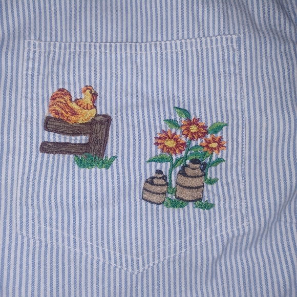 Solutions Original Adult Medium Short Sleeve Button Down Farm Animals Barn Cows - Picture 6 of 8